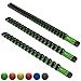 Olsa Tools Aluminum Socket Organizer, 3pc Set - Green Socket Holder Kit 1/2-Inch, 3/8-Inch, and 1/4-Inch Drive - Holds 58 Chrome or Impact Sockets - Professional Grade Socket Rails - Part: 1102