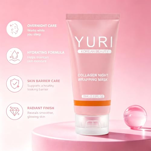 POLAR HAIR YURI Collagen Mask, Collagen Night Wrapping Peel-Off Mask, Hydrating & Firming Overnight Face Mask, Easy Peel Skincare for Smooth & Glowing Skin, Ideal Gift for Women & Teens, 2.54 Fl Oz