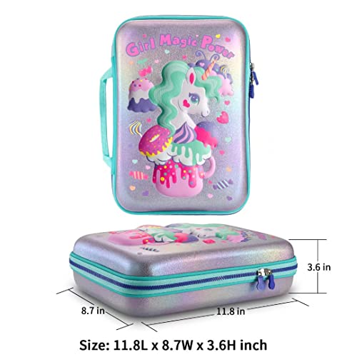 Unicorn Lunch Bag Lunch Box Set - Insulated Lunch Bag with 4 Compartment Bento Box Ice Pack Water Bottle Silicon Cap Spoon Salad Container for Lunch Kid\'s School Supplies Ideal for Age 7-15