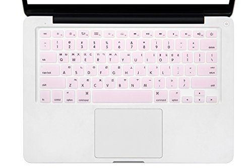 HRH Korean Silicone Keyboard Cover Skin for MacBook Air 13,MacBook Pro 13/15/17 (with or w/Out Retina Display, 2015 or Older Version)&Older iMac USA Layout Keyboard Protector-Light Pink