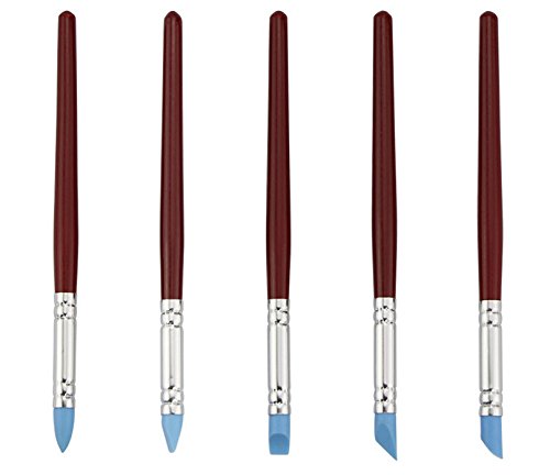 5 Clay Fingerprint Color Shaping Modeling Wipe Out Tools Rubber Tip Paint Brushes for Sculpture Pottery