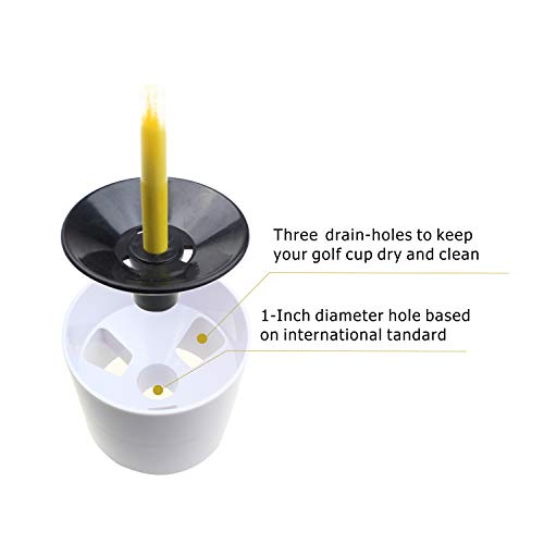 Kofull Detachable Backyard Practice Golf Hole Pole Cup Flag Stick, (3 Sets) Nylon Golf Putting Green Flagstick with Cup for Yard (3cups, 3flags and 3poles) (White) - Thumbnail 4