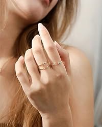 FUNEIA Initial Birthstone Rings for Women Non