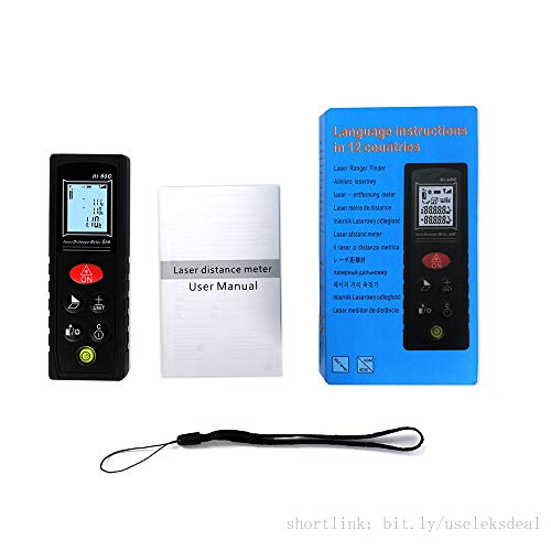 Portable Pocket Digital Laser Distance Meter - High Integration Light Handheld 60M 196FT Distance Continious Length Area Volume Pythagorean Measurement Tools Backlight LCD