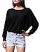 Allegra K Women Dolman Sleeves Mesh Panel Loose Top Black L