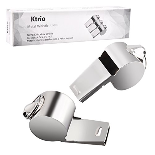 image for KTRIO Stainless Steel Coach Whistle with Lanyard, Sports Referee Whist