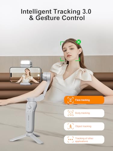 KOSCHEAL Cell Phone Stabilizer, Portable and Foldable 3-Axis Gimbal Stabilizer, Ideal for Vlogging, Youtube, TikTok and Vlog Live for Android and iOS