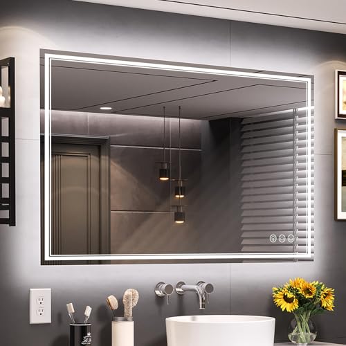 Ratsamee LED Bathroom Mirror 48x36 Inch Dimmable Anti-Fog