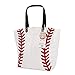YIQIGO Baseball Handbag for Woman Shopping Handbag Travel Handbag Canvas Casual Shoulder Handbag(Off White)