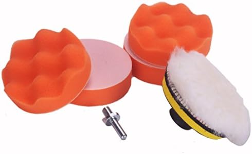 HUAHA 4'' High Gross Wax Polishing Buffing Pad Kit Car Polishing Buffer Set with Drill Adapter for M10 Connector Drill
