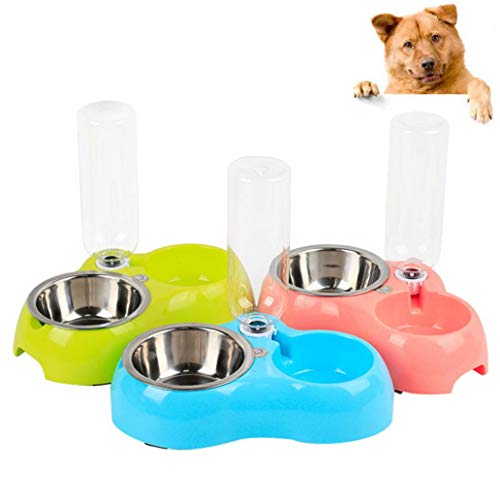 LeSharp Pets Public Accessories, Self-Dispensing Gravity Pet Feeder and Waterer,Dogs & Cats Double Feeder Bowl Stainless Steel Bowl Automatic Water Dispenser- Pink - Thumbnail 2