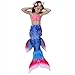3PCS Girls' Swimsuit Mermaid Tail for Swimming Tropical Bikini Set Support Monofin (Child L/7-8, b flyfins)