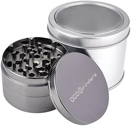 OGOGrinders 4-Piece Anodized Aluminum Herb Grinder with Pollen Catcher (2.5-Inch, Ancient Silver)