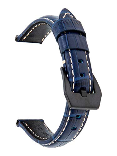 Compatible with Apple Watch 38mm 42mm 40mm 44mm Luxury Crack Leather Bands Replacement Strap Series 4 Series 3 Band for Men and Women (Blue)