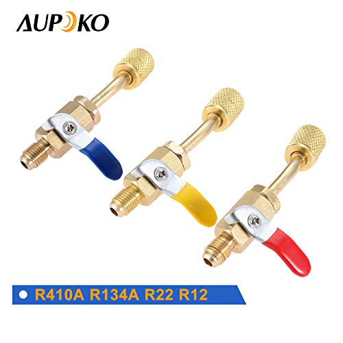 Aupoko R410A Angled Compact Ball Valve 5/16’’ SAE Female to 1/4’’ SAE