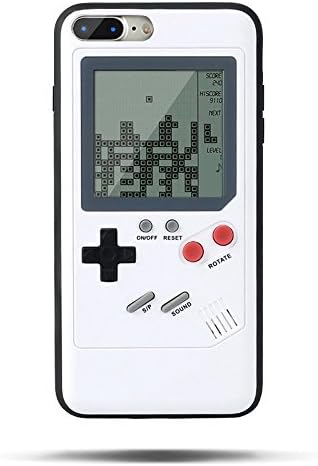 Tetris Phone Case for iPhone 6 Plus, SIKSIN Game Phone Case iPhone Gameboy Gaming Tpu Cover Bumper Cushion Anti-scratch Cell Phone with Game Display Back 2-IN-1 White
