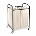 Seville Classics Mobile Double Bag Compact Laundry Hamper Sorter Cart, Black