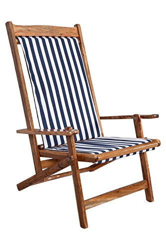 ROYAL BHARAT High Back Wooden Folding Portable Relaxing Easy Chair with Teakwood Polish and Attractive Cotton Canvas Cloth (Model_215)