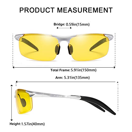 aisswzber Night Vision Glasses Driving Sports Anti-Glare HD Polarized for Men 8177