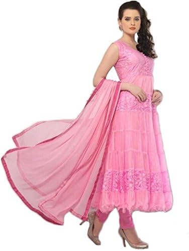 velinaboutique Women's Anarkali Salwar Kameez Free Size Pink