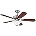 Westinghouse 7877365 Richboro SE Two-Light 42-Inch Reversible Five-Blade Indoor Ceiling Fan, Brushed Nickel with Frosted White Alabaster Glass Bowl