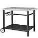 Royal Gourmet Double-Shelf Movable Dining Cart Table, Commercial Multifunctional Stainless Steel Flattop Worktable