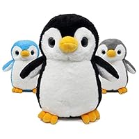 Fluffuns Penguin Plush - Cute Plush Baby Penguin Stuffed Animal Dolls in 3 Colors - 3-Pack of Stuffed Penguin Plush - 9 Inch Height