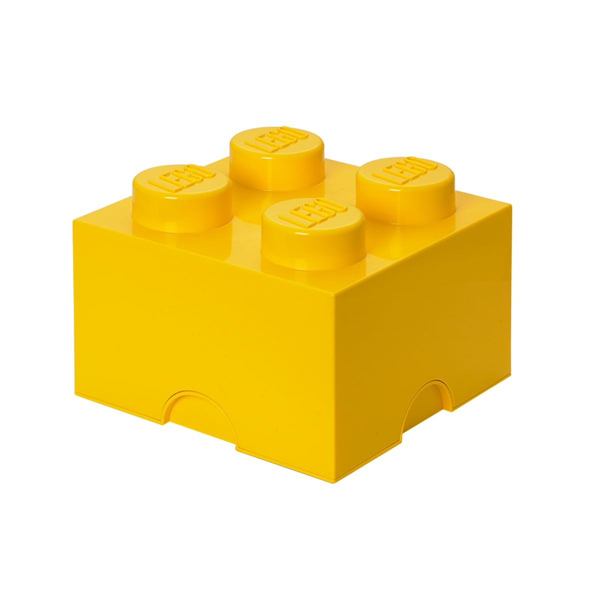 LEGO Storage Brick 4 Knobs YELLOW - Stackable Plastic Storage Box with Lid for Kids and Adults Ideal Desk Organizer and Toy Box - 5.6L Capacity