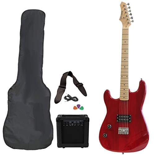 Left Handed Davison Red Electric Guitar Package With Amp Case Picks And Strap