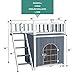 Tangkula Pet Dog House, Wooden Outdoor & Indoor Dog/Cat Puppy House Room with a View, Pet Room with Stairs, Raised Roof and Balcony Bed, Wooden Dog House (L)