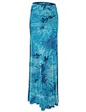 LL WB1058 Womens Tie Dye Fold Over Maxi Skirt XXL TEAL