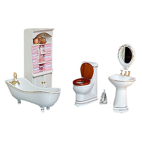 BESTLEE 1:12 Miniature Dollhouse Furniture Kit for Bathroom