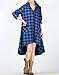 Mordenmiss Women's New Plaid Long Sleeve Button Down Hi-Low Hem Shirt Dress XL-Blue