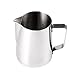 UNEGO 304 Stainless Steel Milk Cup Frothing Pitchers Durable Milk Frother Jug for Espresso Machine Steaming Coffee Latte 12Ounce/350 Ml-Silver(Europa Rounded Spout,NSF Certified)