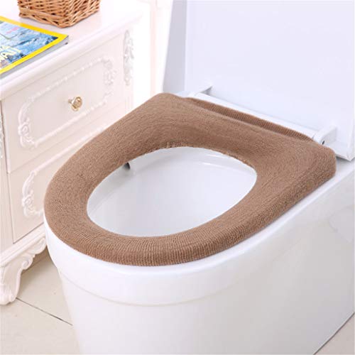Miklan 10PCs Disposable Toilet Seat Cover, Random Color Bathroom Soft Warmer Stretchable Washable Cloth Easy Installation & Cleaning Comfortable Toilet Seat Cover Pads - Thumbnail 2
