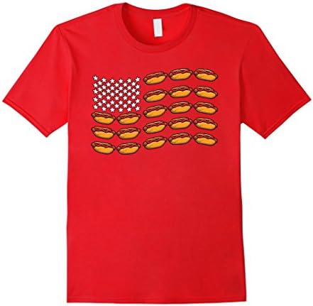 Men's United States Of Hot Dogs Flag Patriot American Funny TShirt 2XL Red