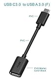 USB-C OTG Host Data Cable, ELUCTO @ USB 3.1 Type C Male to USB 3.0 A Female Adapter for Apple New Macbook Nexus 5X 6P Google Chromebook Pixel OnePlus 2 More Type-C Devices Tablet Mobile Phone, 4 Inch