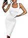 BEAGIMEG Women's Sexy Bodycon Sleeveless Basic Solid Casual Tank Club Midi Dress White