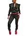 Autumn Two Piece set Cap Sleeve Jacket and Long Pants Casual Tracksuit for Ladies Army Green M