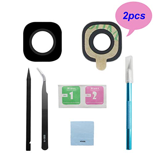 Xinidc Back Rear Camera Glass Lens Cover Replacement for Samsung Galaxy S7/S7 Edge with Tools kit and Adhesive Preinstalled(2 Pcs)