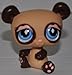 Panda Bear #574 (Hand On Toe, Tan/Brown, Blue Eyes, Pink Eyeshadow) Littlest Pet Shop (Retired) Collector Toy - LPS Collectible Replacement Single Figure - Loose (OOP Out of Package & Print)