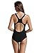 zeraca Women's Sport Racerback One Piece Swimsuits (M10, Black)