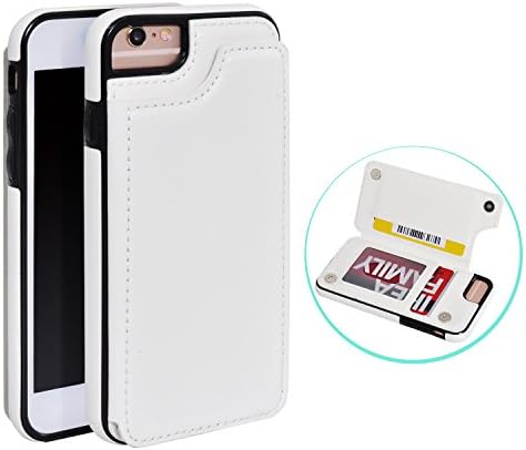 iPhone 7 Wallet Case,Synthetic Leather Case with Credit Card ID Holders for iPhone 7/iPhone 8(White)