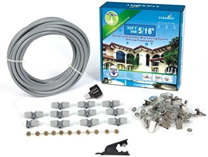 Starmist Swivel-Lock Outdoor Mist Cooling System DIY Low Pressure Kit, 5/16" 20', 9m/30', 5/16"