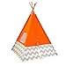 KidKraft Deluxe Bamboo and Canvas Play Teepee, Children's Furniture – Orange and Chevron Print, Gift for Ages 3+