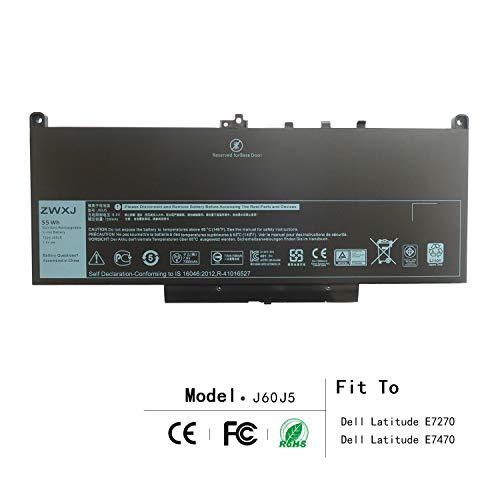 ZWXJ Laptop Battery Type J60J5 (7.6V 55WH) for Dell Latitude E7270 E7470 Series WYWJ2 MC34Y 0MC34Y 1W2Y2 242WD 451-BBSY 451-BBSX dell j60j5 dell 242wd Battery dell 451-bbsx