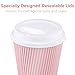 Glowcoast Disposable Coffee Cups With Lids - (80 set) 12 oz Paper To Go Coffee Cups With Resealable Lids Prevent Leaks! Travel Insulated Hot Beverage Drink Cup. Will Not Bend With Heat or Burn Fingers