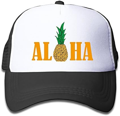 Toddler Kid's Hawaii Pineapple Aloha Mesh Trucker Snapback Hat Cap Black