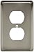 Stamped Steel Round Single Duplex Outlet Wall Plate / Switch Plate / Cover, Satin Nickel, Packaging may Vary