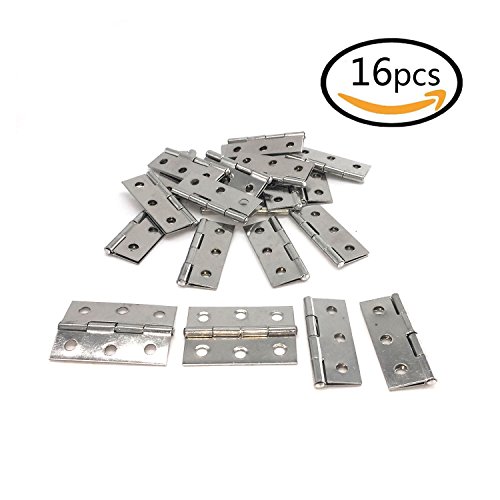 SpeedDa 2 inch 16Pcs Cupboard Cabinet/Home Furniture Hardware Door Folding Butt Hinges Silver Tone
